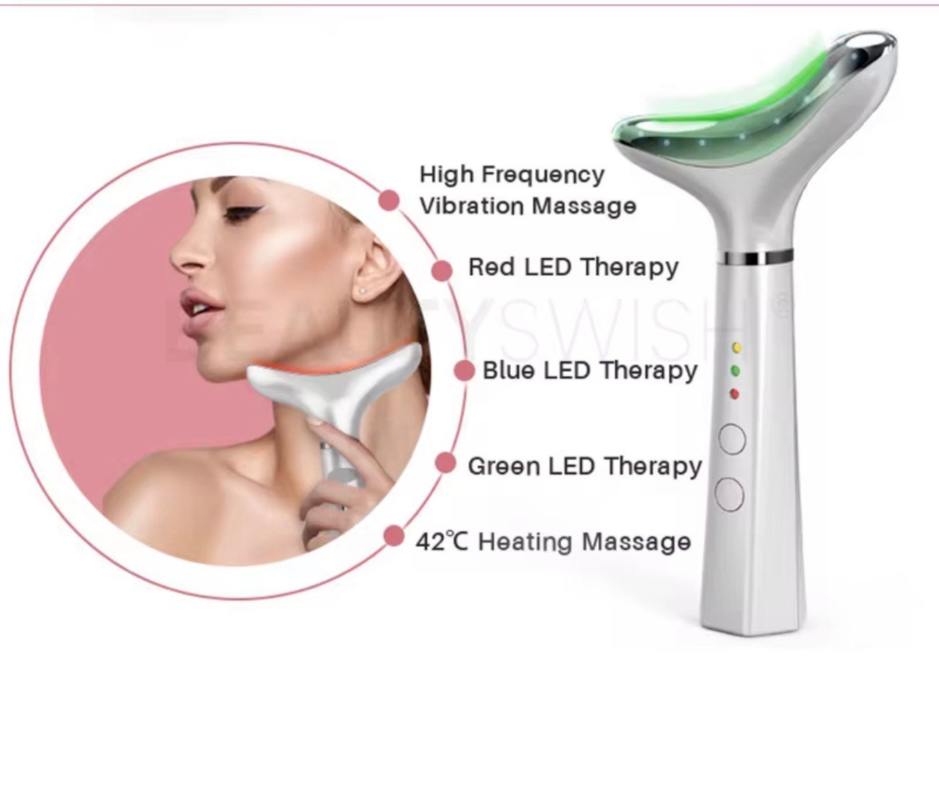 Beautiora Neck & Face Massager – 3 Color Modes & Vibration - Image 6