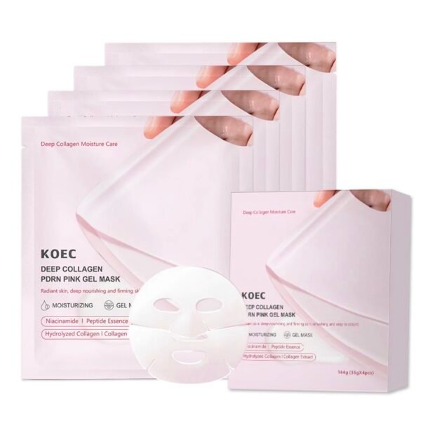 KOEC Deep Collagen PDRN Pink Gel Mask – 4‑Pack / Jelly Sheet Mask for Deep Hydration & Firmness