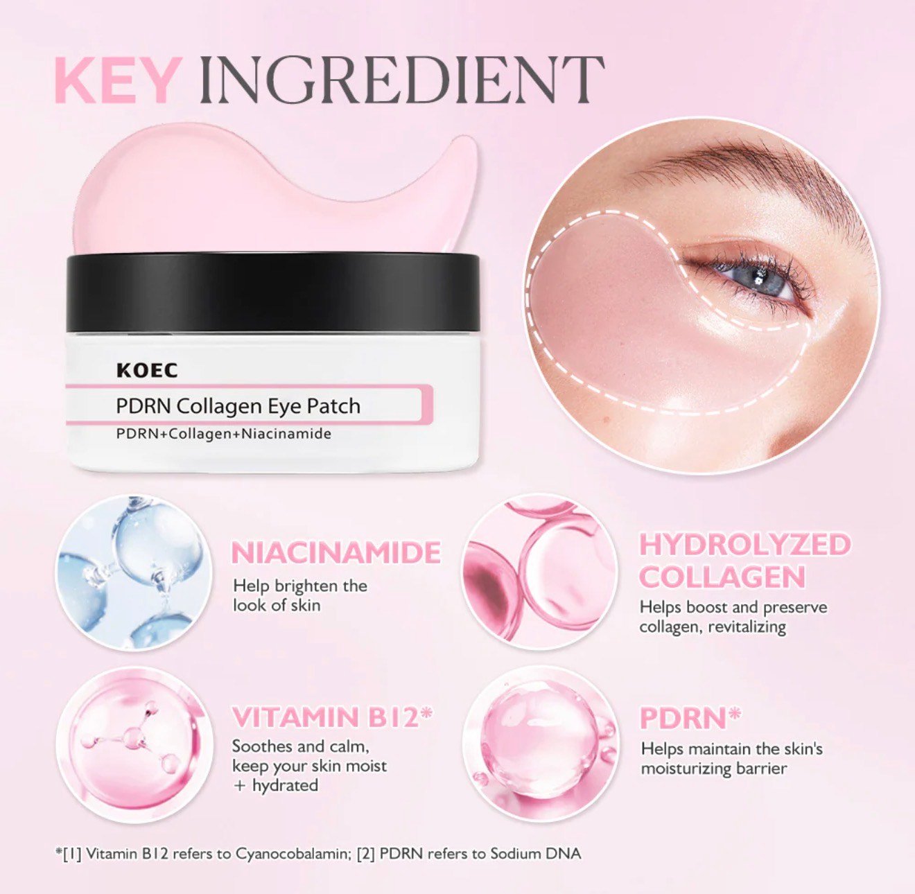 KOEC PDRN Collagen Eye Patch – 60 Hydrogel Patches for Under‑Eye Depuffing, Brightening & Fine‑Line Care - Image 4