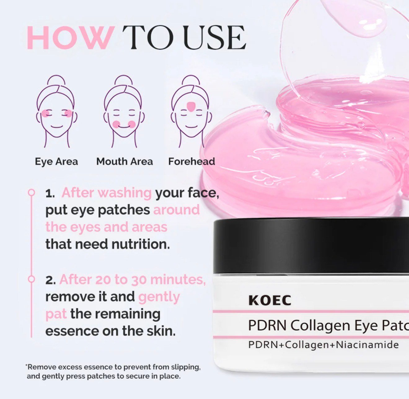 KOEC PDRN Collagen Eye Patch – 60 Hydrogel Patches for Under‑Eye Depuffing, Brightening & Fine‑Line Care - Image 5