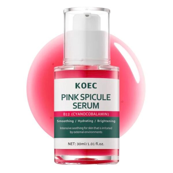 KOEC Pink Spicule Serum B12 – Vitamin B12 Facial Treatment for Dark Circles, Fine Lines & Puffiness (1.01 fl oz)