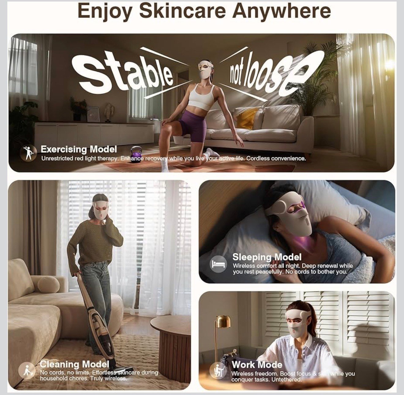 Beautiora 3D Wireless LED Light Therapy Face Mask – 7 Color Rejuvenation for Anti-Aging, Acne & Skin Renewal - Image 7