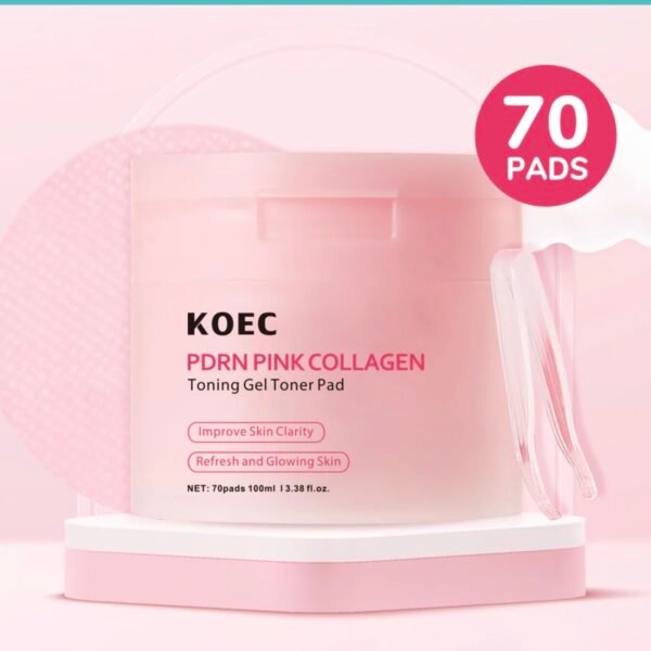 KOEC PDRN Pink Collagen Toning Gel Toner Pads – 70 Pads / 100 mL for Radiance & Clarity