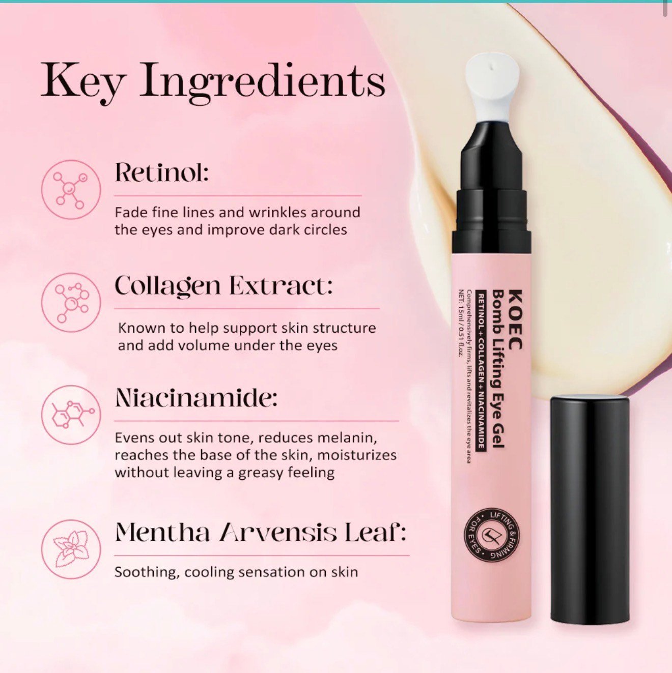 Niacinamide Retinol Eye Cream for Under-Eye Dark Circles