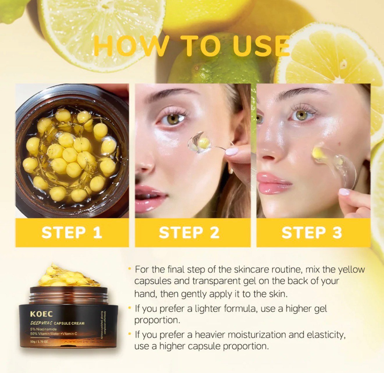 KOEC Deep Vita C Capsule Cream – Brightening & Hydrating Vitamin C Moisturizer | 50g - Image 4