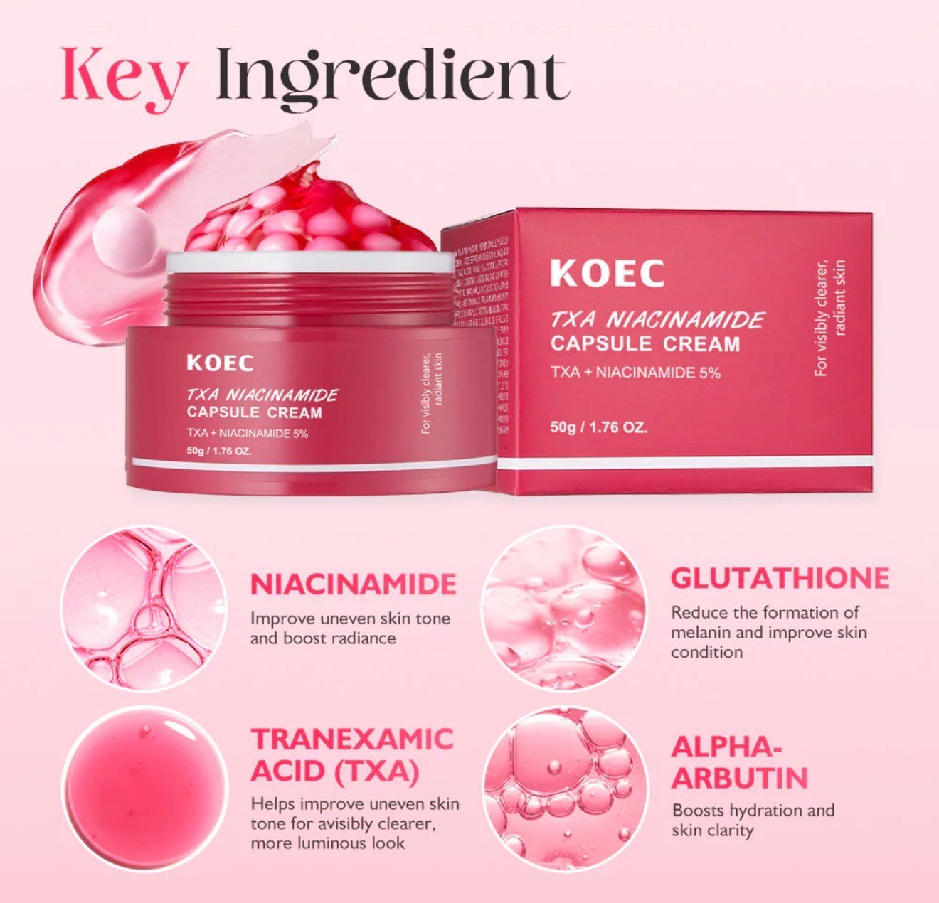 KOEC TXA Niacinamide Capsule Cream – TXA + Niacinamide 5% for Clear & Radiant Skin - Image 3